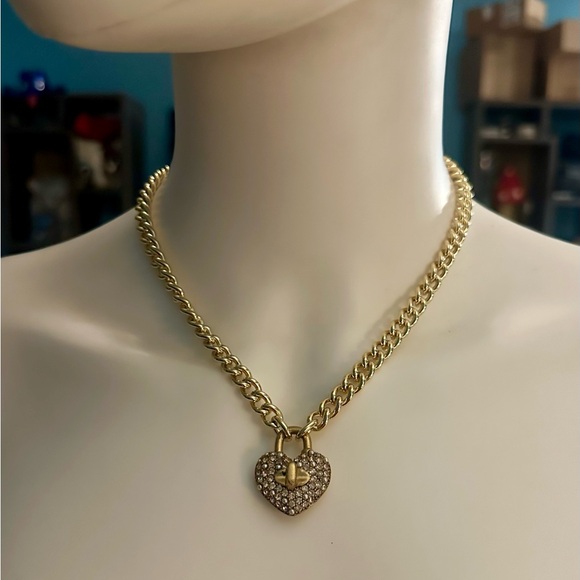 Coach Heart Pink Multi Turnlock Pavé Chain Link Necklace - Picture 4 of 16